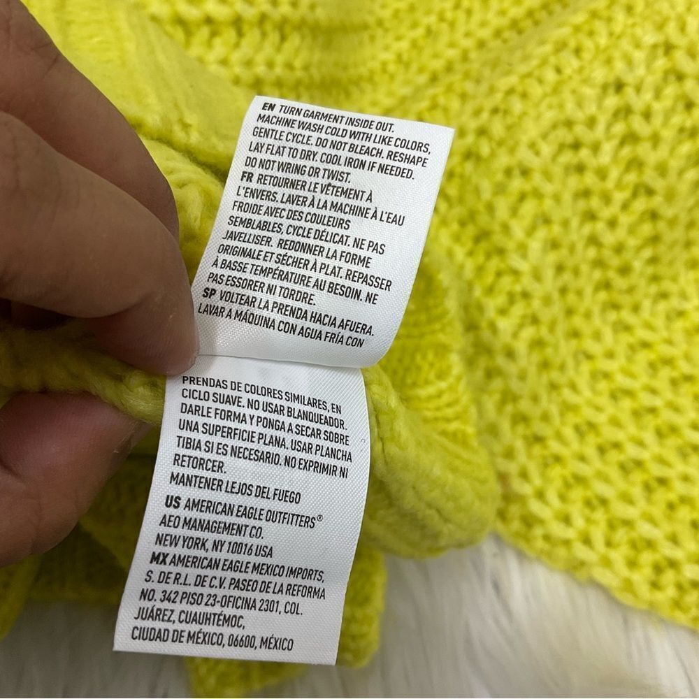 American Eagle Outfitters neon lime  yellow chunky knit sweater S - Picture 8 of 8